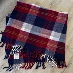 Vtg Faribo Faribault Woolen Mills Afghan Plaid Throw Stadium Blanket Blue Red